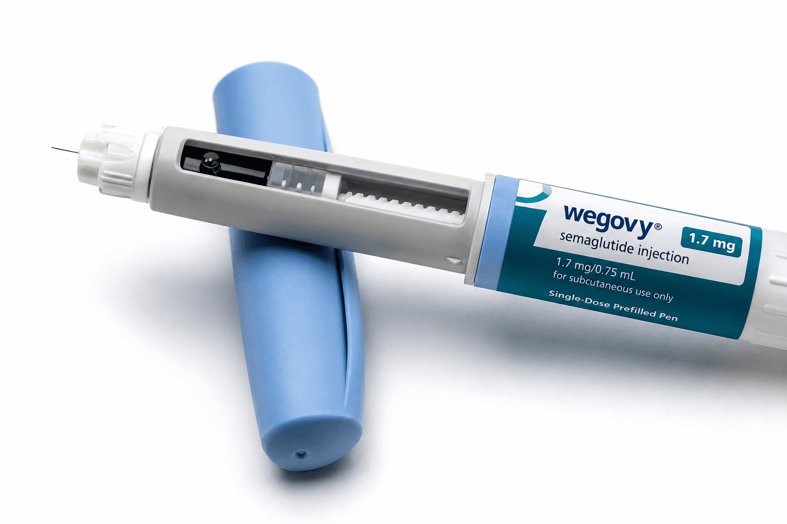 Wegovy semaglutide weight loss medication guide and injection pen infographic